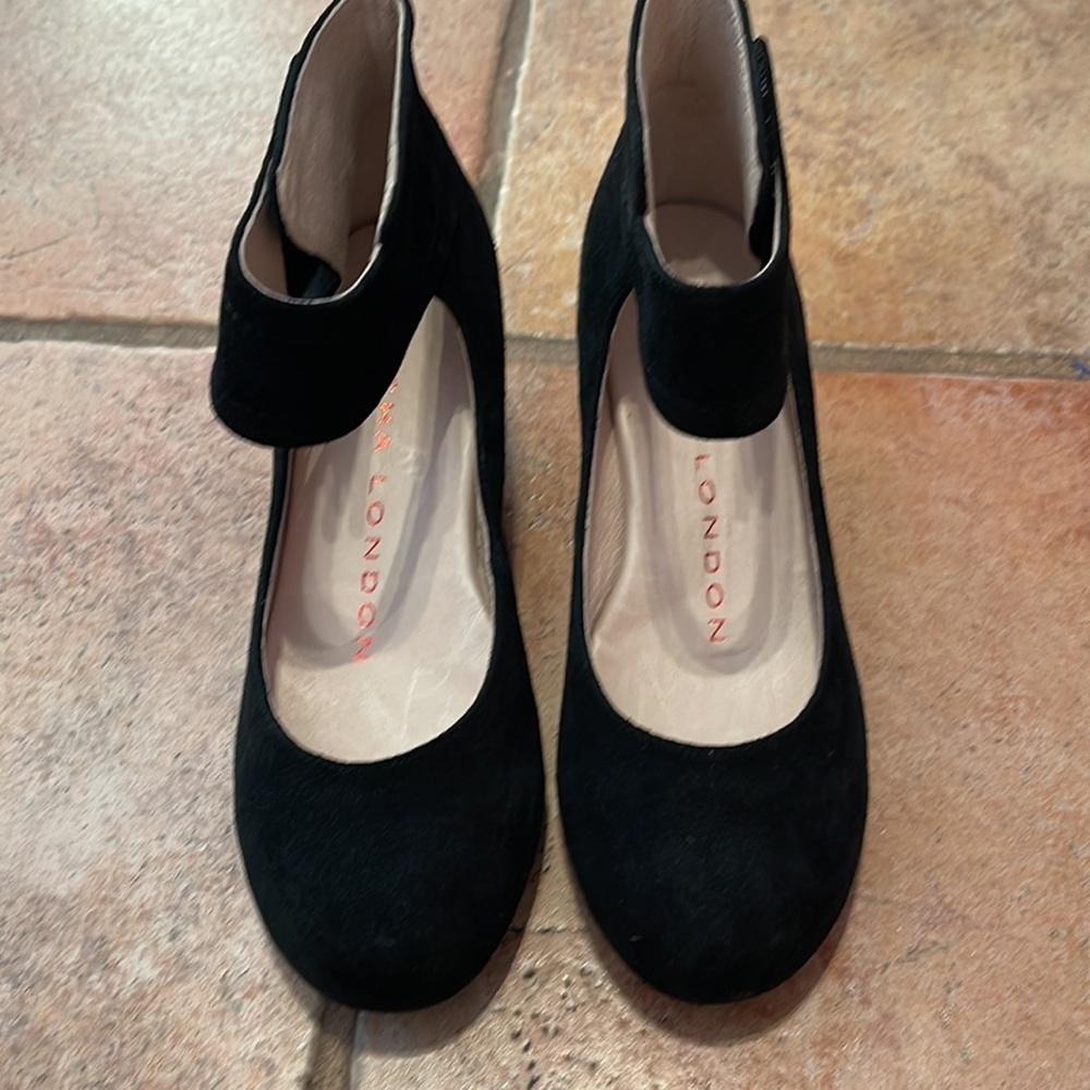 Sacha London hand made suede ankle strap Mary Jane wedge black - Picture 2 of 7